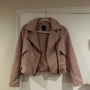 Light pink suede leather jacket
